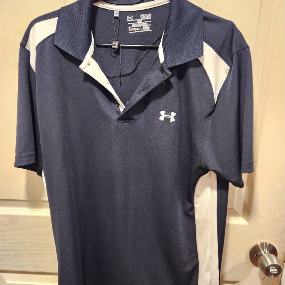 Under Armour Men's Navy and White Polo Shirt